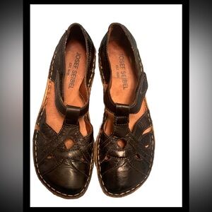Josef Seibel Sandals Womens 36 Rosalie Fisherman’s Black EUC Comfort Luxury